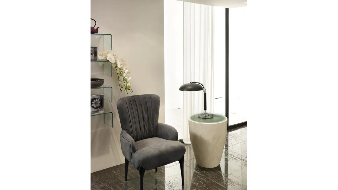 Tavolino di design in pietra con top in vetro Bongo di Stones