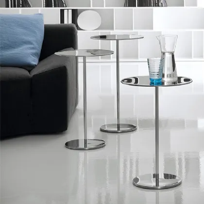 Tavolino con base e top in acciaio inox Gliss di Cattelan Italia