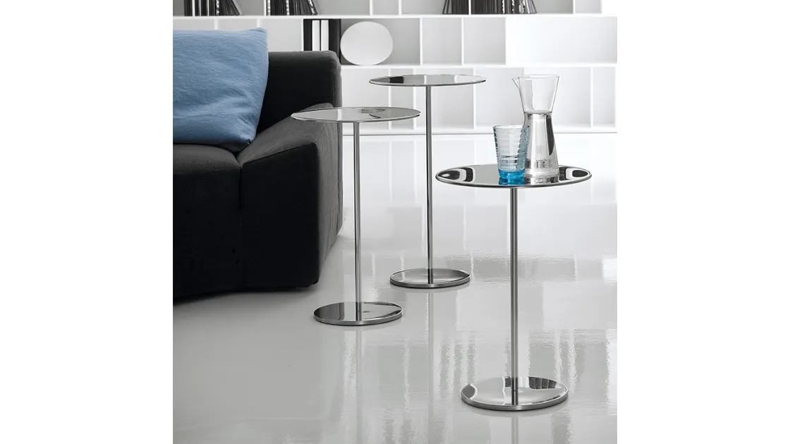 Tavolino con base e top in acciaio inox Gliss di Cattelan Italia