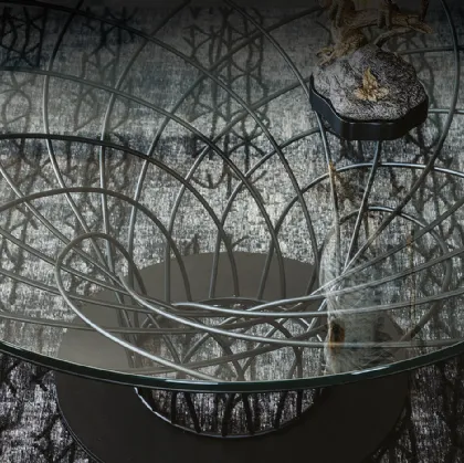 Tavolino con base in acciaio e piano in vetro Nido di Cattelan Italia