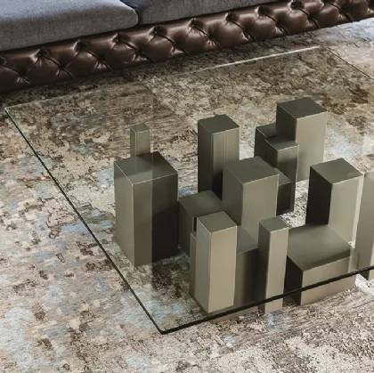 Tavolino con base in acciaio e piano in vetro Skyline di Cattelan Italia