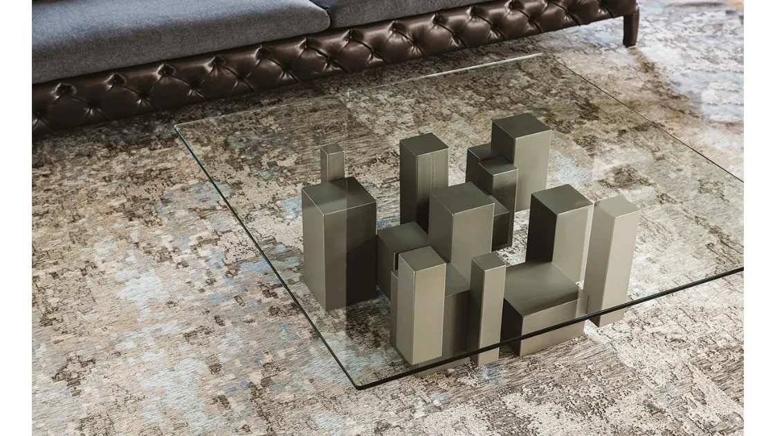 Tavolino con base in acciaio e piano in vetro Skyline di Cattelan Italia