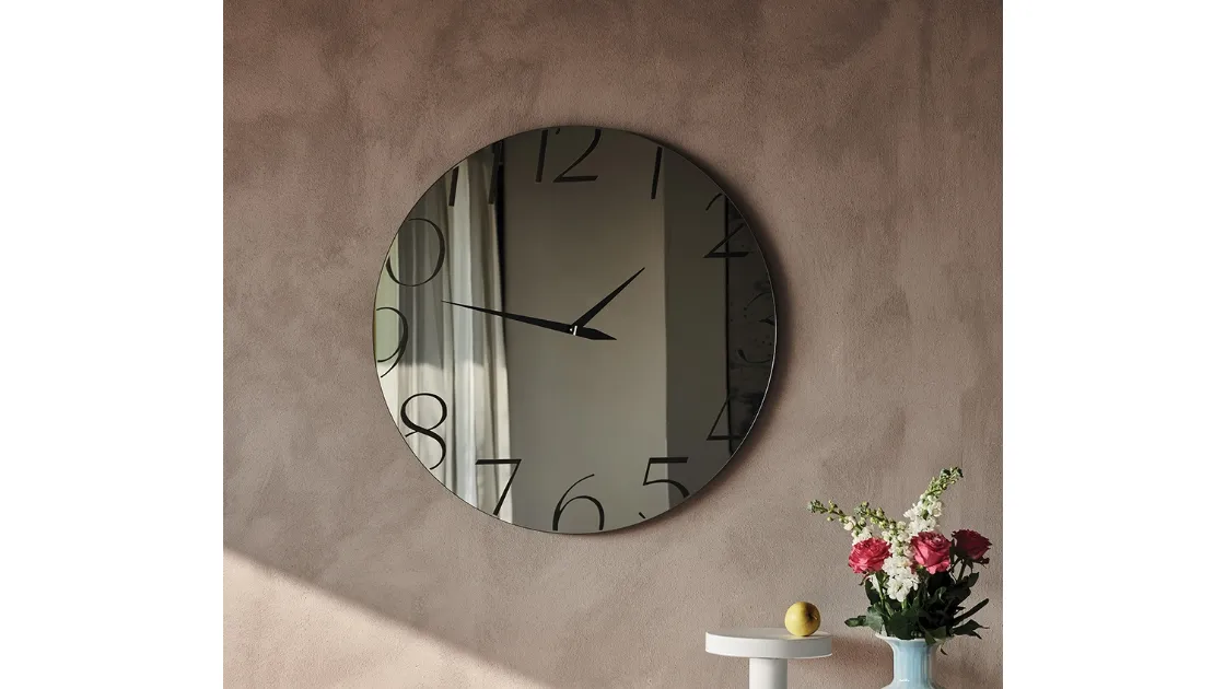 Specchio Orologio in cristallo specchiato serigrafato Moment di Cattelan Italia