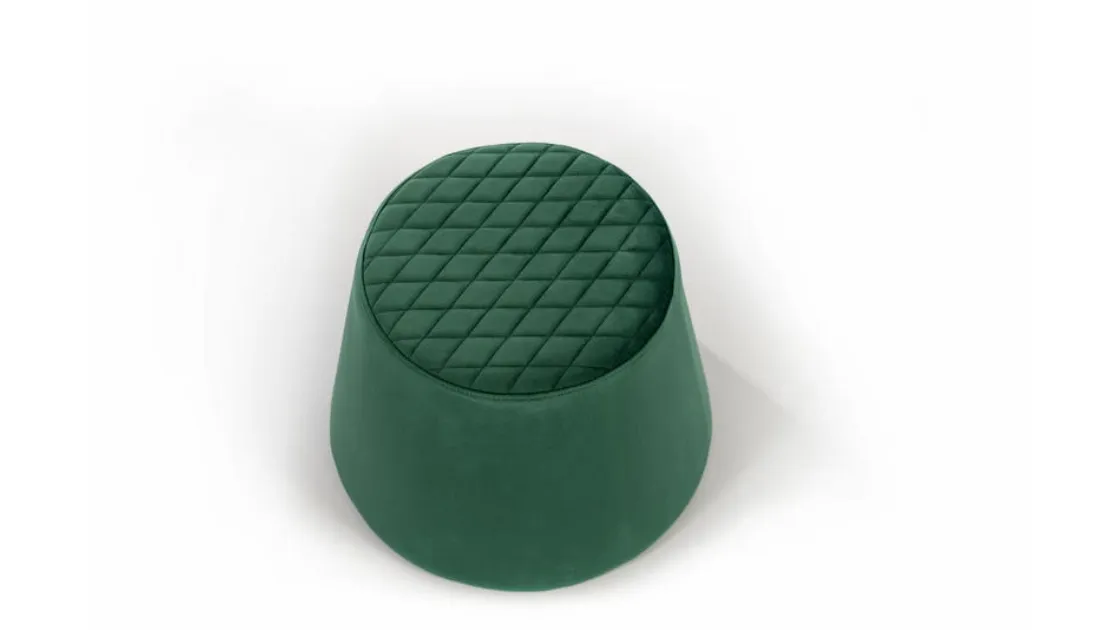 Pouf Buddy in velluto verde trapuntato di Stones