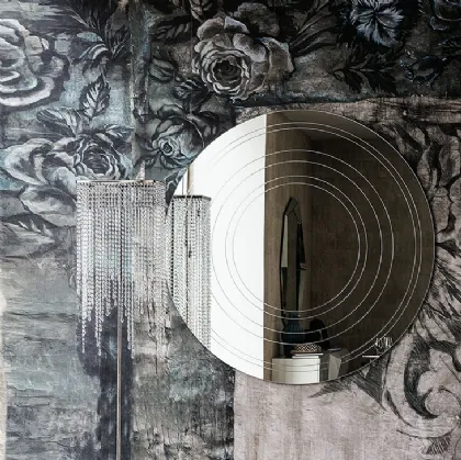 Specchio rotondo con incisioni concentriche Ring di Cattelan Italia