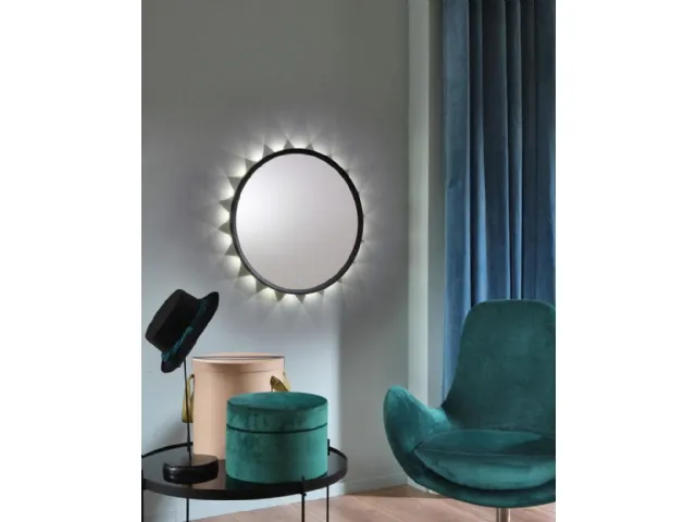 Specchio da parete con luce LED con cornice in alluminio color antracite Oled di Stones