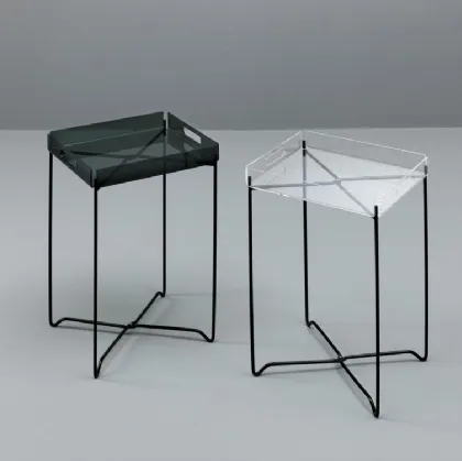 Tavolino Baroon in metallo con top in metacrilato di Stones