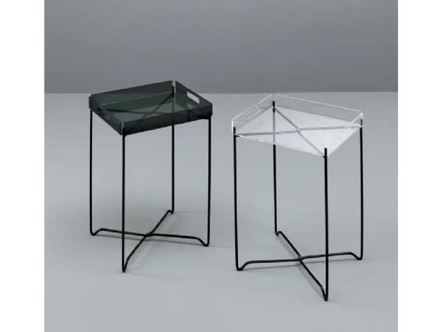 Tavolino Baroon in metallo con top in metacrilato di Stones