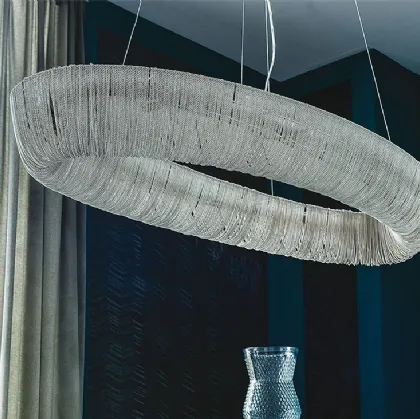 Lampada a sospensione composta da catenelle in alluminio Cellini di Cattelan Italia