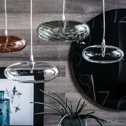 Lampada a sospensione in vetro borosilicato trasparente Lim di Cattelan Italia