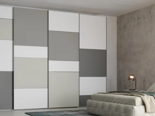Armadio Zen DU152 in melaminico Rovere Avena, laccato Magma opaco con Vetro Laccato Magma di Maronese Acf