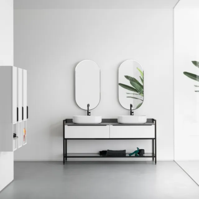 Mobile da Bagno in laccato opaco con piano in gres B201 BD003 di Compab