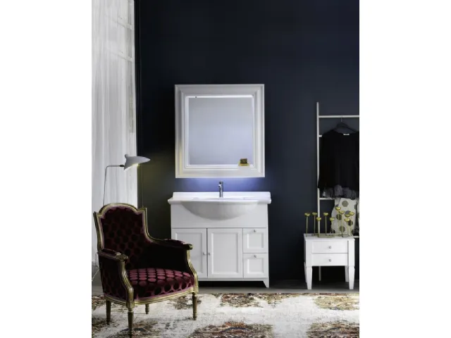 Mobile Bagno da appoggio in laccato bianco opaco e lavabo consolle in ceramica DIAMANTE DM13B di Compab