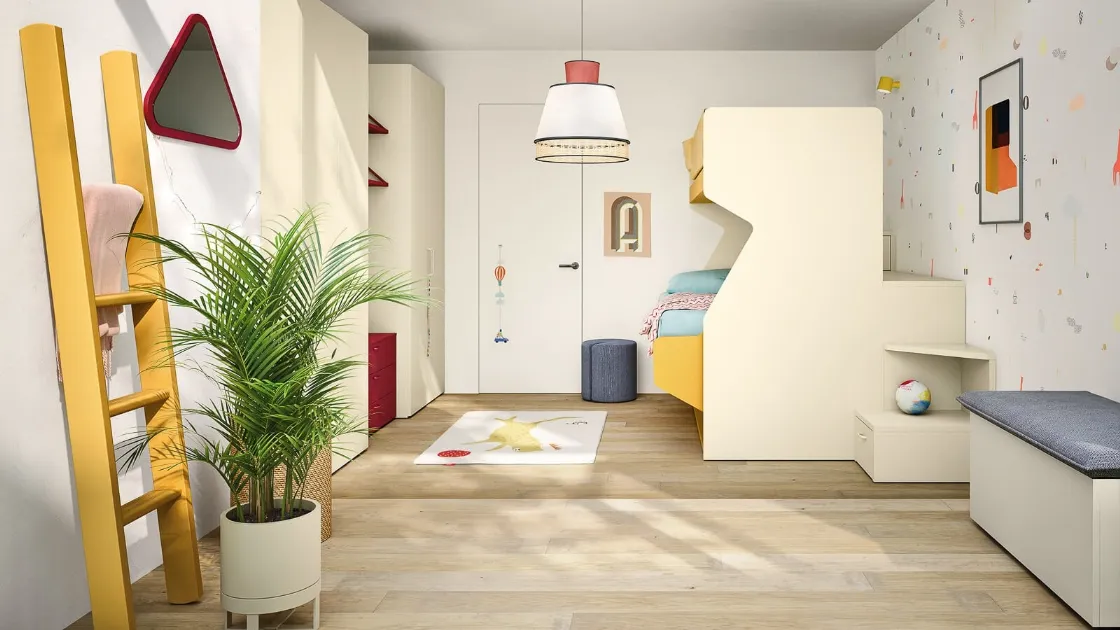Cameretta con letti a castello Kids space 30 in melaminico di Nidi