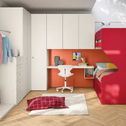 Cameretta con letti a castello e armadio ad angolo Kids space 18 di Nidi
