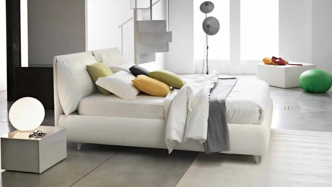 Letto in tessuto imbottito con box contenitore Malou di Bontempi Letti Design