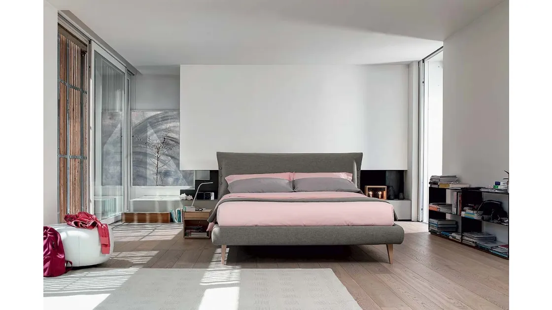 Letto Grant in tessuto con testiera e secret box di Bontempi Letti Design