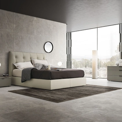 Letto in pelle con box contenitore Miriam di Alf Da Frè