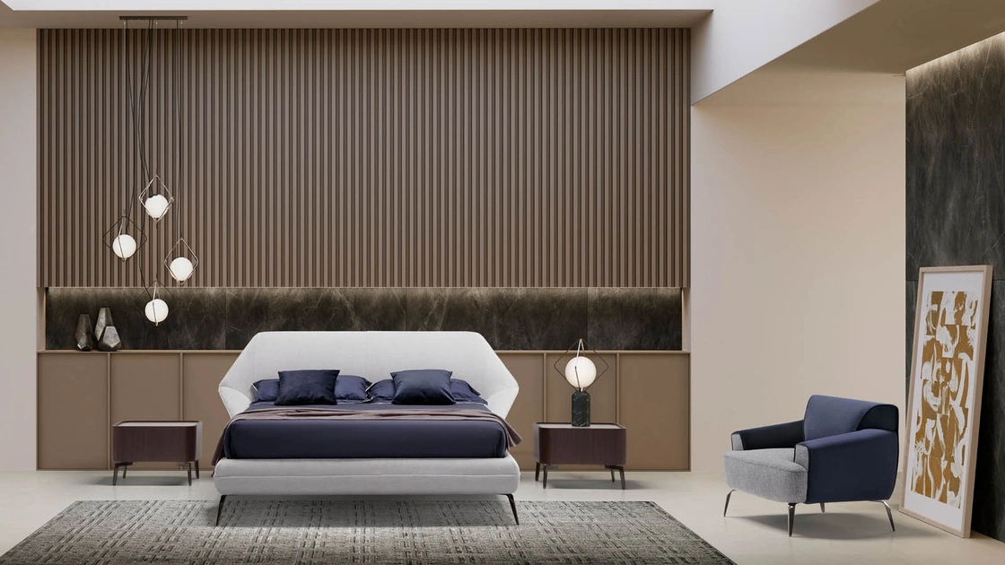 Letto imbottito Origami Slim di Novaluna