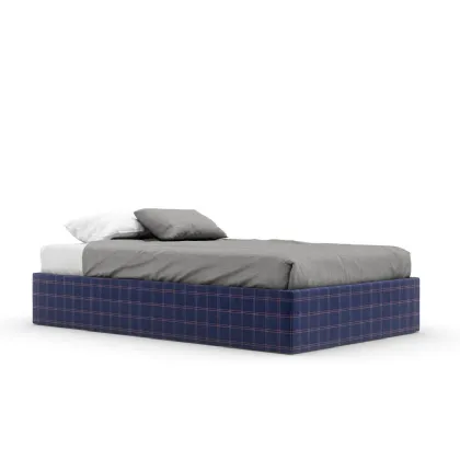 Letto singolo Sommier Skim rivestito con tessuto a quadri di Nidi