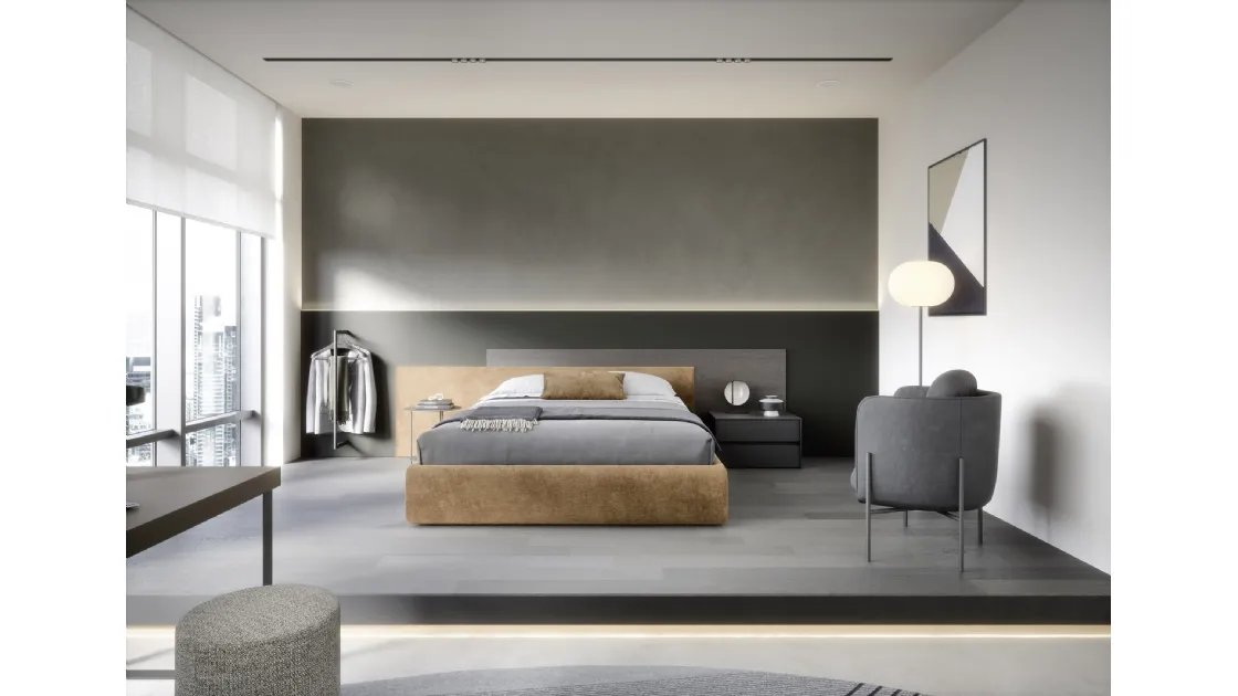 Letto di design Testiera Time in tessuto di Novamobili