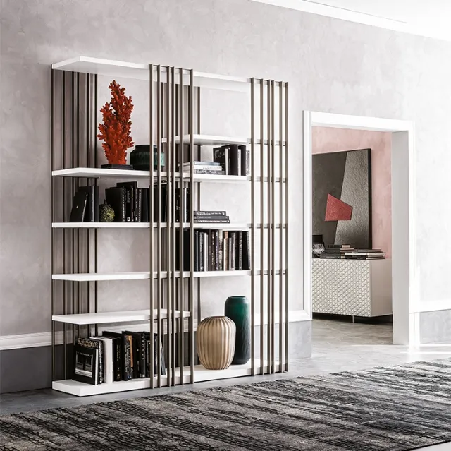 Libreria a muro in acciaio e legno verniciato Arsenal di Cattelan Italia