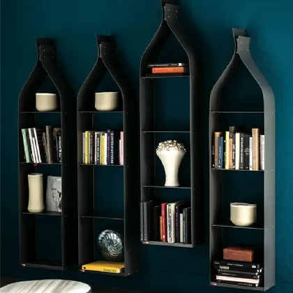Libreria a muro in acciaio verniciato graphite Swing di Cattelan Italia