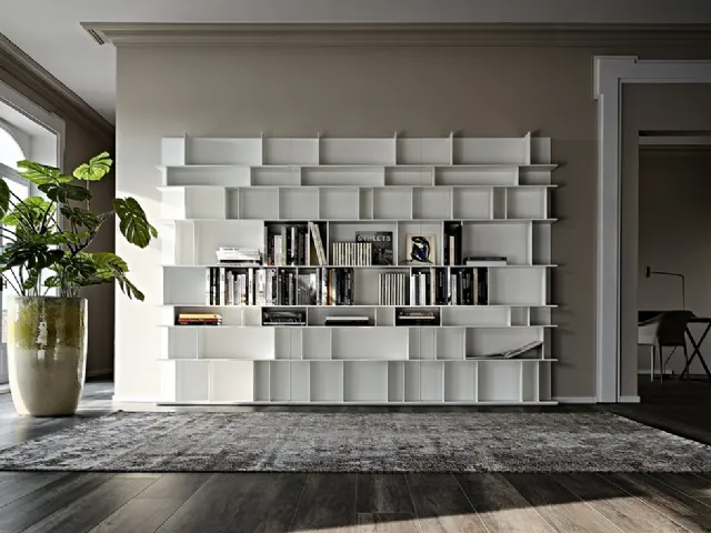 Libreria a muro in MDF laccato bianco Wally di Cattelan Italia