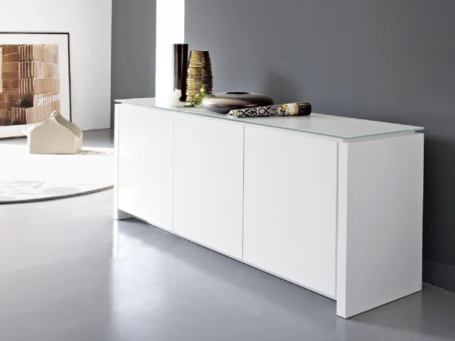 Madia in laccato opaco con piano in vetro serigrafato Mag 01 di Calligaris