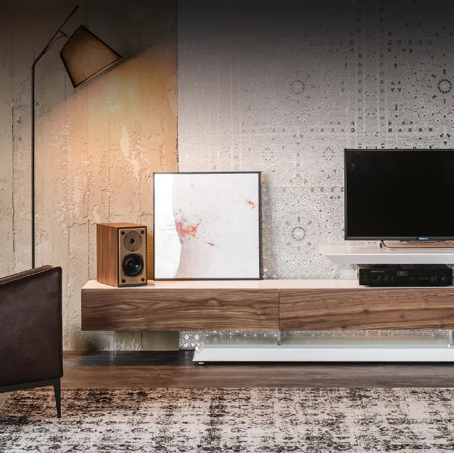 Mobile Porta Tv Link reversibile e adattabile in lunghezza in Noce Canaletto di Cattelan Italia