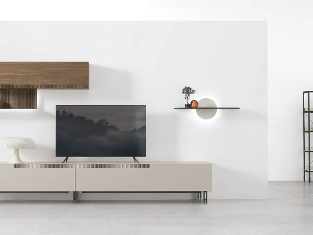 Mobile Porta Tv in legno Noce Canaletto con inserti in metallo Costes di Cattelan Italia
