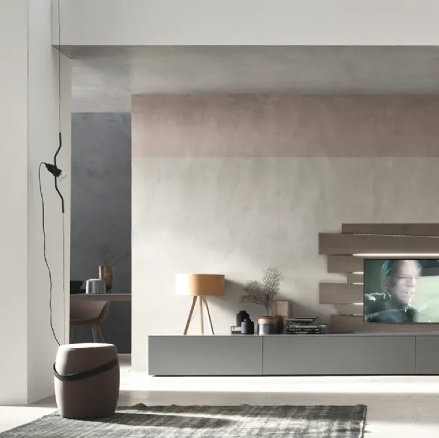 Parete Attrezzata Seta Scuderia SA2223 in Rovere Grigio elaccato opaco Magma di Maronese Acf