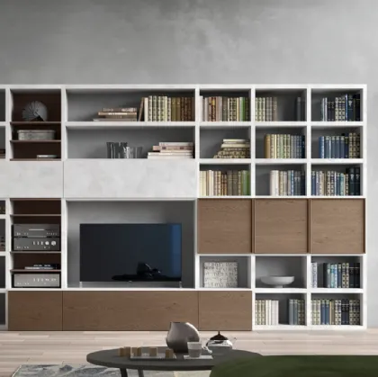 Parete Attrezzata Spalla SA2222 in Rovere Grigio e melaminico Cemento Grigio di Maronese Acf