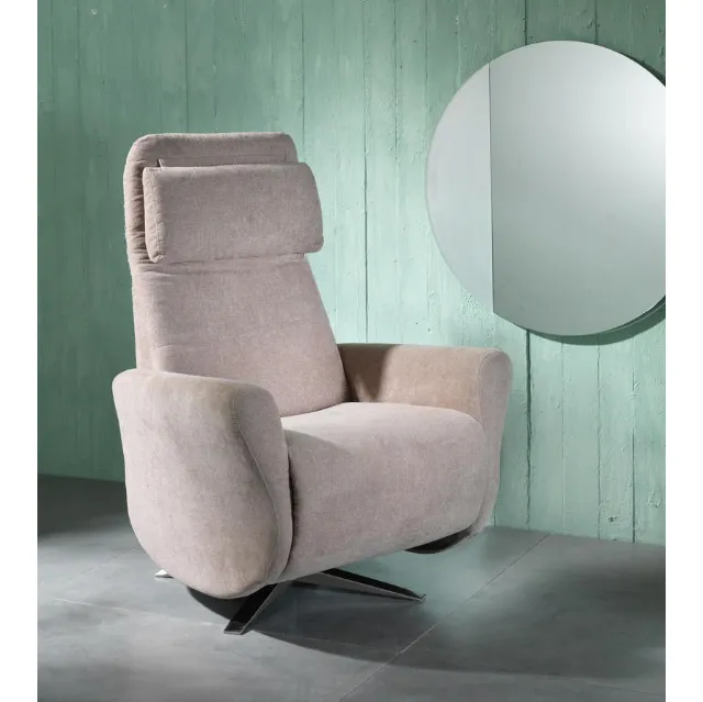 Poltrona relax reclinabile Z004 in tessuto con base cromata di Stones