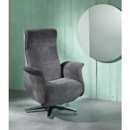 Poltrona relax reclinabile Z005 in tessuto con base cromata di Stones