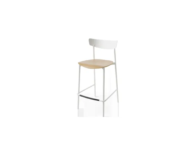Sgabello Clip in metallo con seduta in legno di Connubia