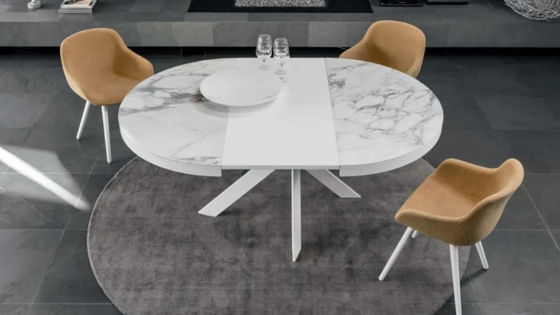 Tavolo rotondo con allunga in laccato opaco Tivoli di Calligaris