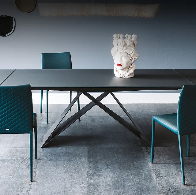 Tavolo allungabile in vetro verniciato graphite Premier Drive di Cattelan Italia