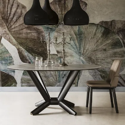 Tavolo rotondo con piano in ceramica Planer Keramic Round di Cattelan Italia