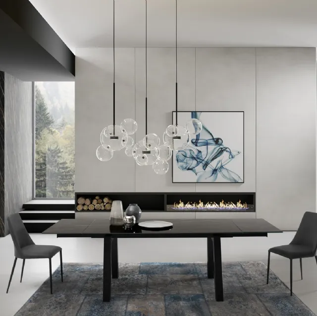 Tavolo T1358A Sand 180 in ceramica nero lucido di Zamagna