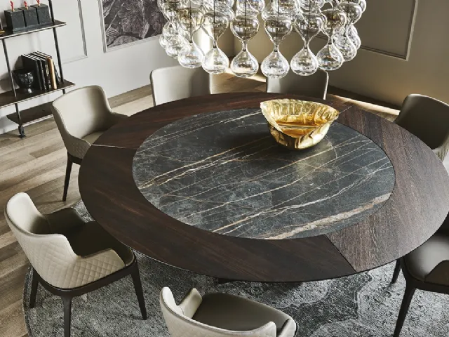 Tavolo in vetro decorato con finitura bronzea Lancer Moonglass di Cattelan Italia