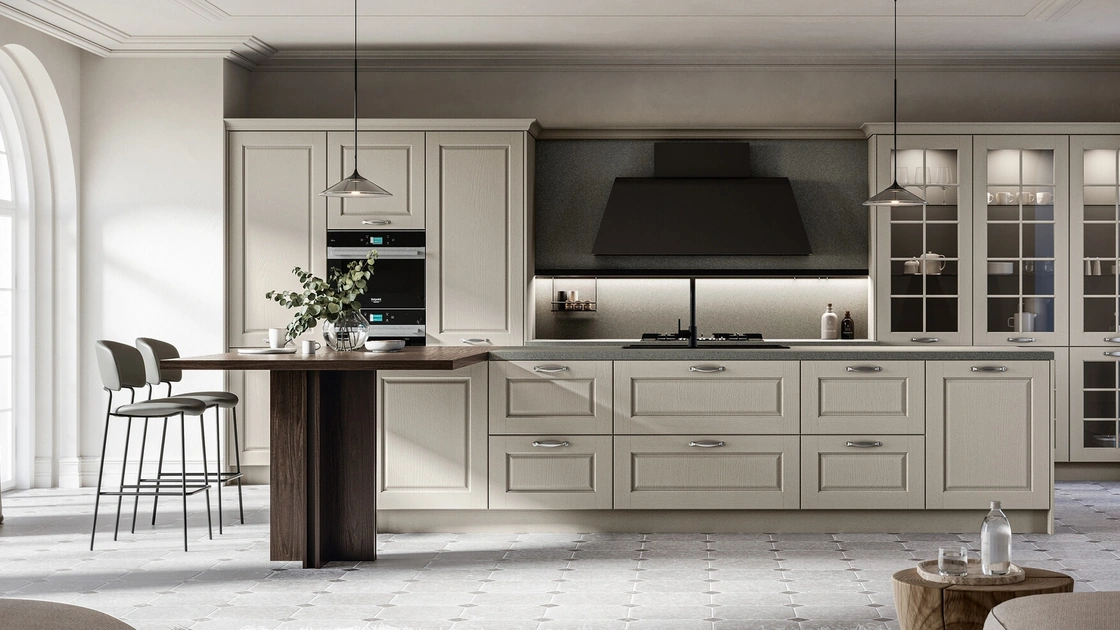 Cucina Classica con isola Asolo 03 in laccato e laminato di Arredo3