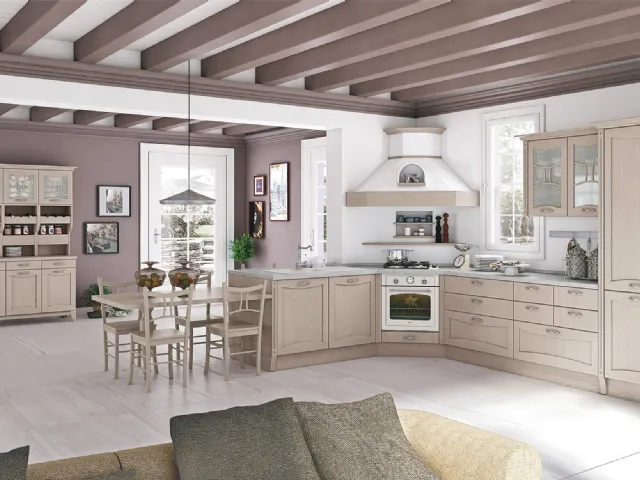 Cucina Classica angolare Aurea in Frassino laccato Corda di Creo