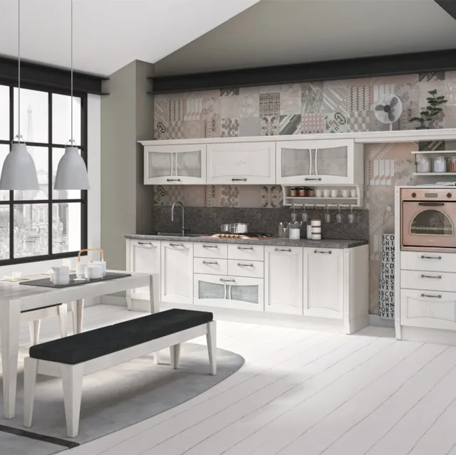 Cucina Classica Aurea finitura Laccato Bianco di Creo