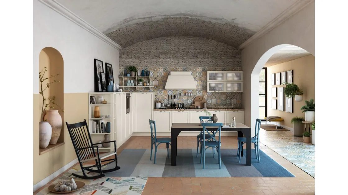 Cucina Classica angolare Contempo in laccato opaco Bianco Caldo di Creo