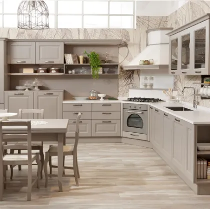 Cucina Classica angolare Oprah in legno massello laccato Cammello di Creo