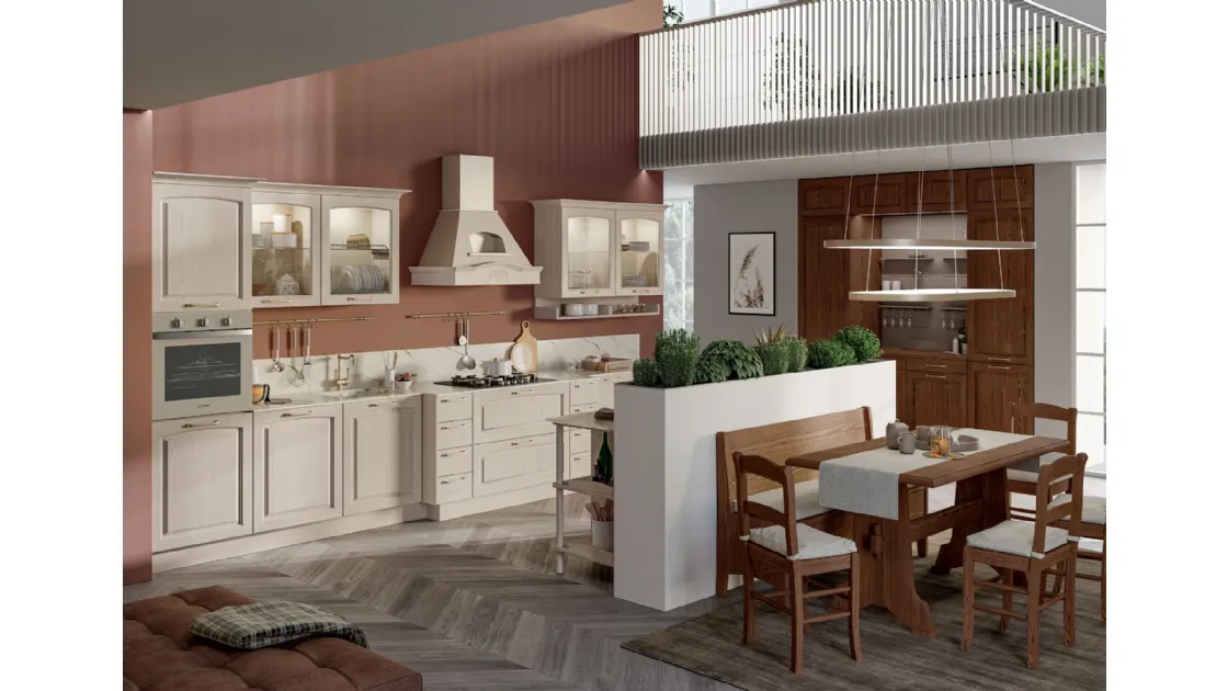 Cucina Classica lineare Grace in Frassino Argilla di Creo