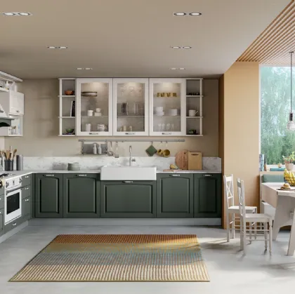 Cucina Classica angolare Grace in Frassino Verde di Creo
