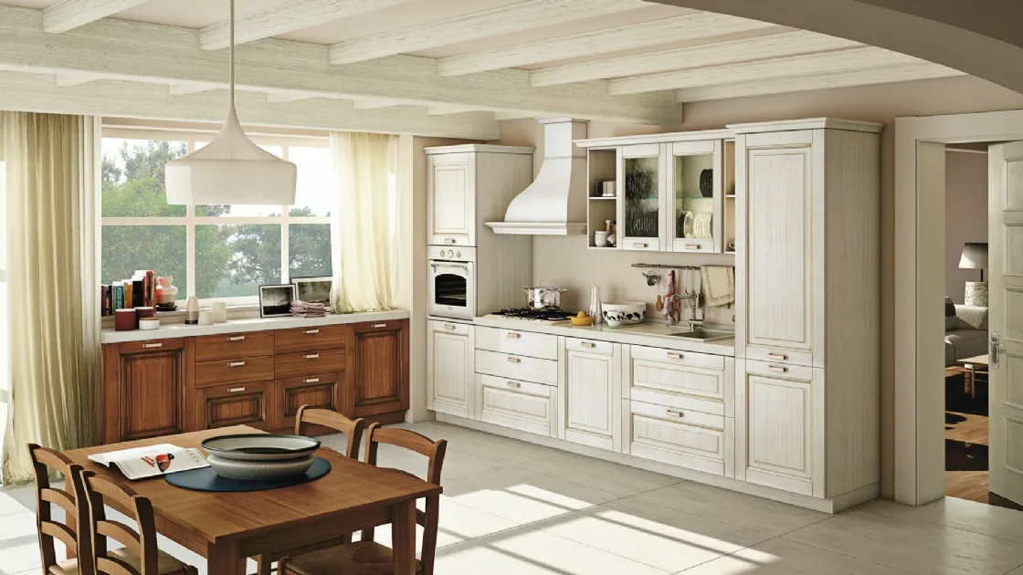Cucina Classica Oprah in massello tinto Noce e Bianco Antico di Creo