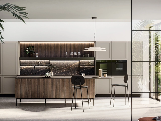 Cucina Moderna in laminato e Pet con isola Alma di Arredo3